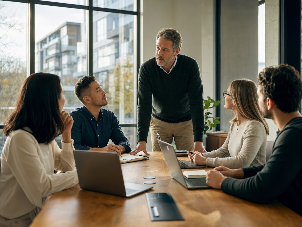 A managing broker walking his agents through a plan